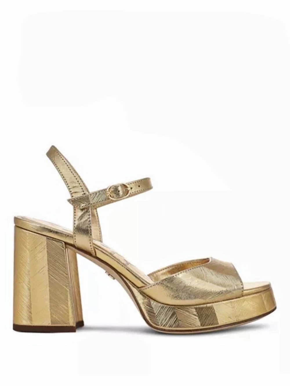 NEW Sam Edelman Fleur Striped Metallic Leather Ankle Strap Platform Dress Sandal